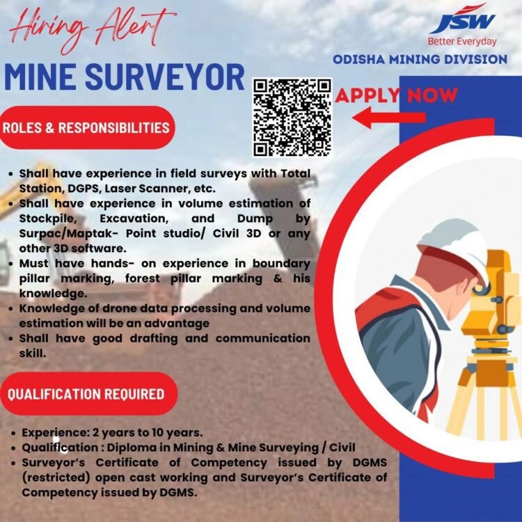 JSW Recruitment Mine Surveyor 2024 | Apply Link, Roles & Responsibilities