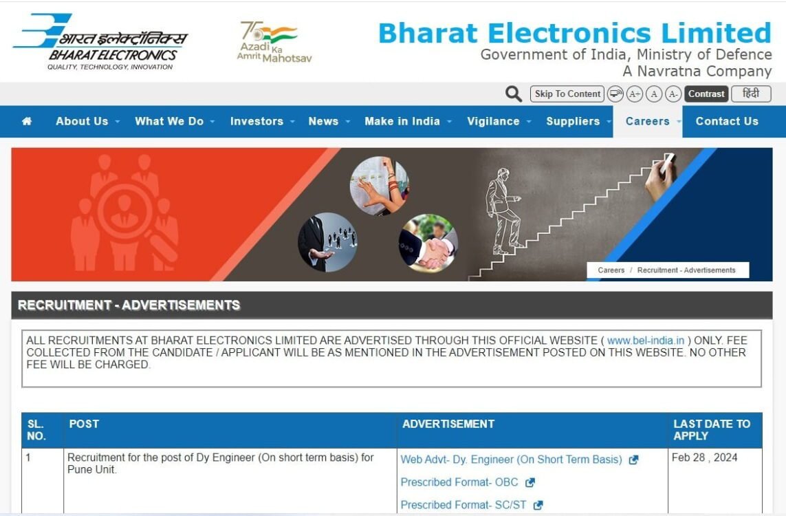 Bharat Electronics Project Engineer Recruitment 2024 | Apply Now –BE/B.Tech/B.Sc, Total of 55 vacancy
