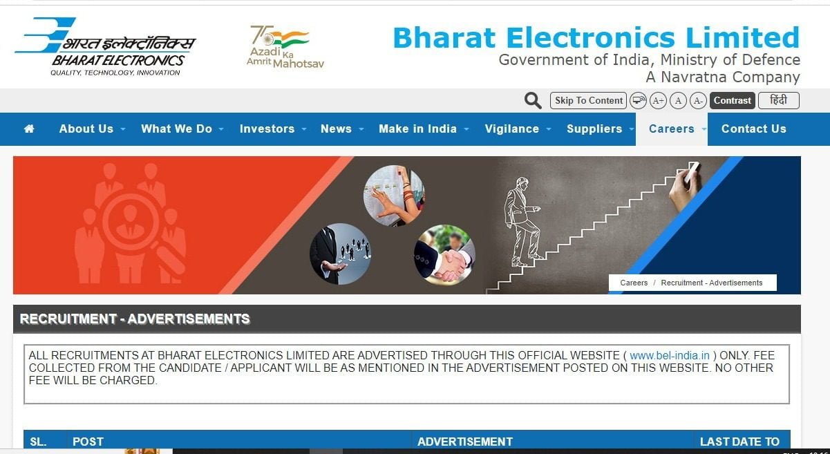 BEL Project Engineer Recruitment